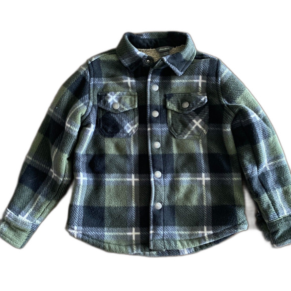 Eddie Bauer Plaid Sherling-Lined Shacket Boys' 4/5 - Picture 1 of 7